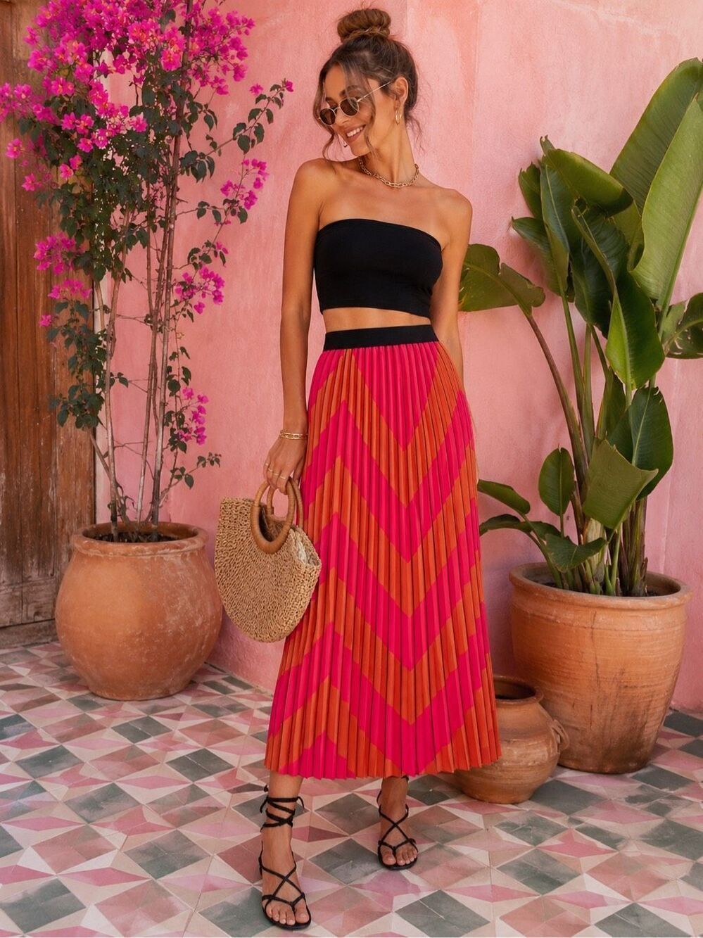 NWTβLe Superbe Chevron Pleated Skirt Size XS